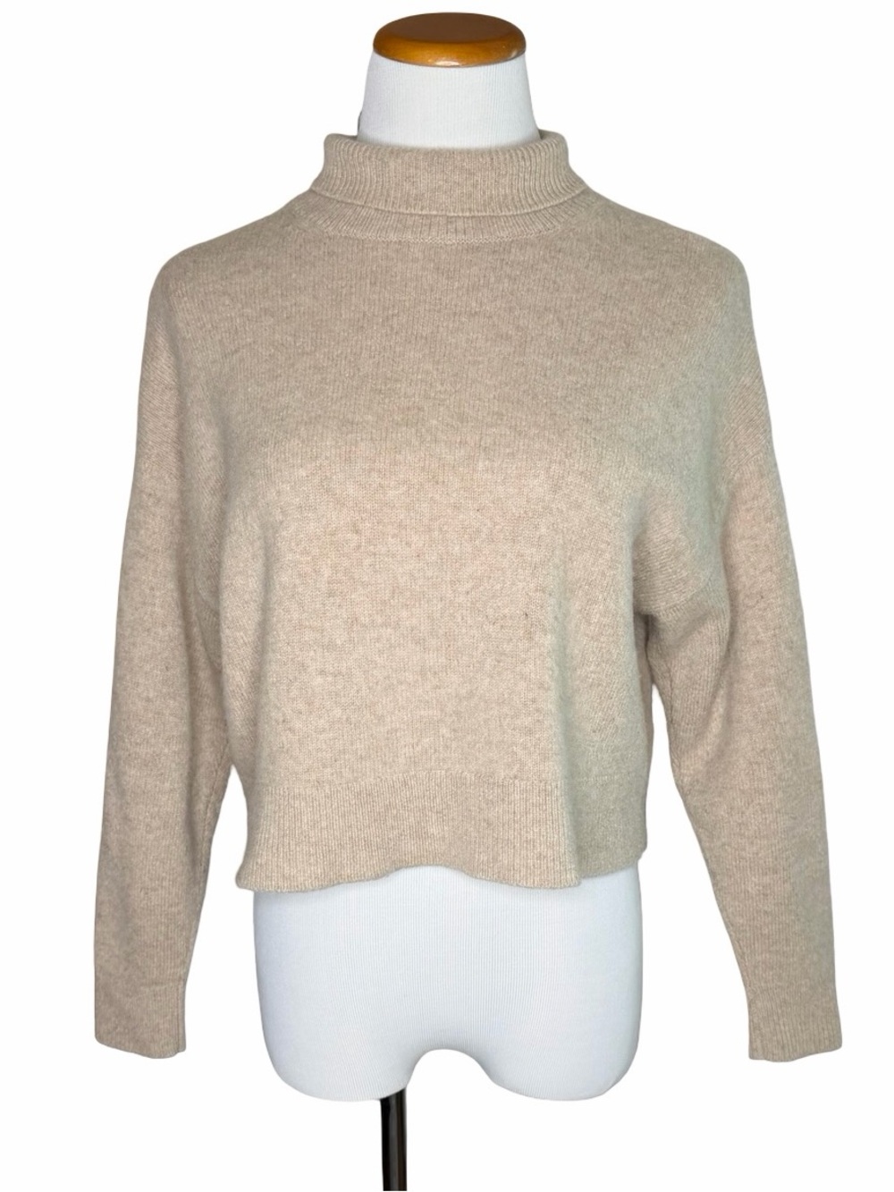 Aritzia The Group Babaton Cashmere Turtleneck Sweater Size Small Beige Neutral